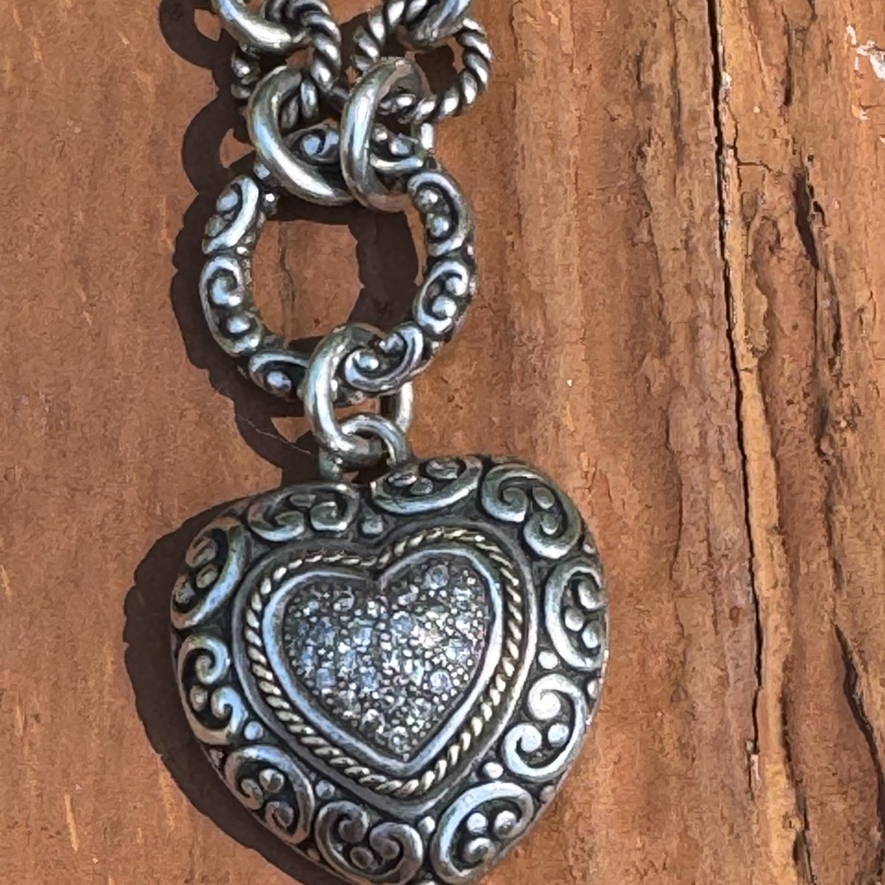Effy Sterling Silver 925 and 18K Gold and diamonds Heart Pendant Necklace❤️